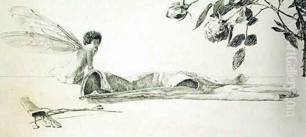 Love from a series of ten plates from 'Paraphrase on the Discovery of a Glove', published in 1881, 1878 Oil Painting by Max Klinger