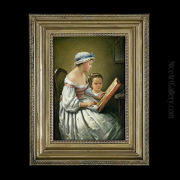 Les Deux Soeurs.
Oil On Panel. Oil Painting by Charles Josua Chaplin