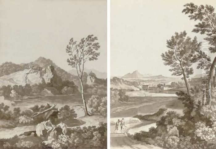 A Sketchbook Of Forty Drawings 
Of Sicilian And Neapolitan Subjects(vol. Viii) Including Views Of: 
Paestum; Near Cefalu; Cyclopeanislands; Mount Etna; The Casa Inglesa On 
Mount Etna; In The Boscoon Mount Etna; The Fontana D'ulisse Near 
Catania; The Oil Painting by Harriet Cheney