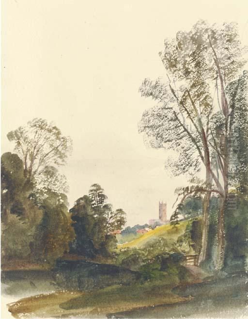 View Of Ludlow, Shropshire Oil Painting by Harriet Cheney