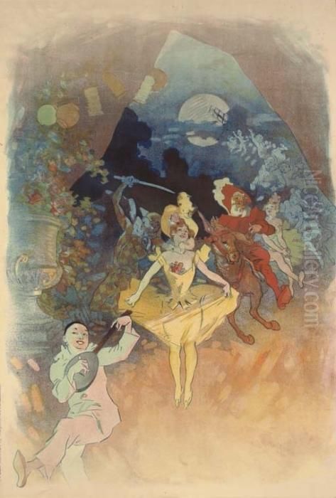 Musee Grevin, Le Theatre Des Fantoches Oil Painting by Jules Cheret