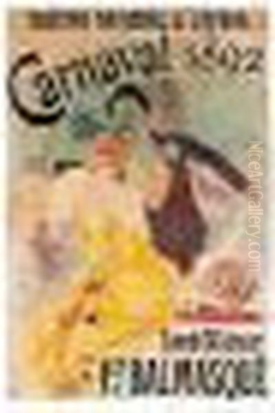 Theatre National De L'opera. 
Carnaval 1892. Samedi 30 Janvier, 1er Bal Masque (broido 284) Oil Painting by Jules Cheret