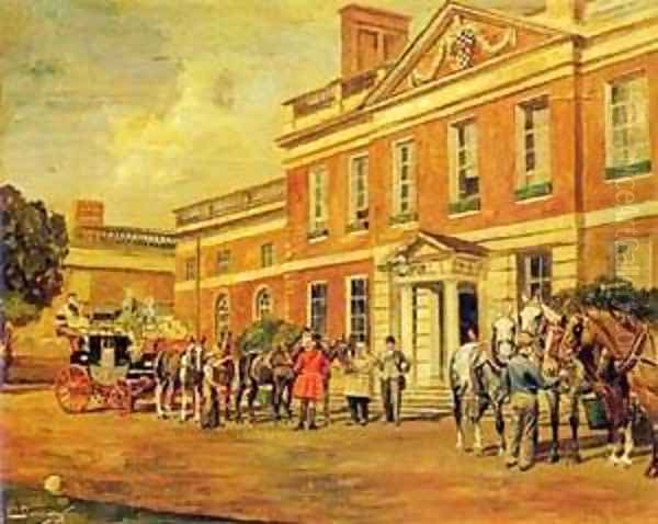 Coach And Four Outside A Country House Oil Painting by Wilhelm Kuhnert