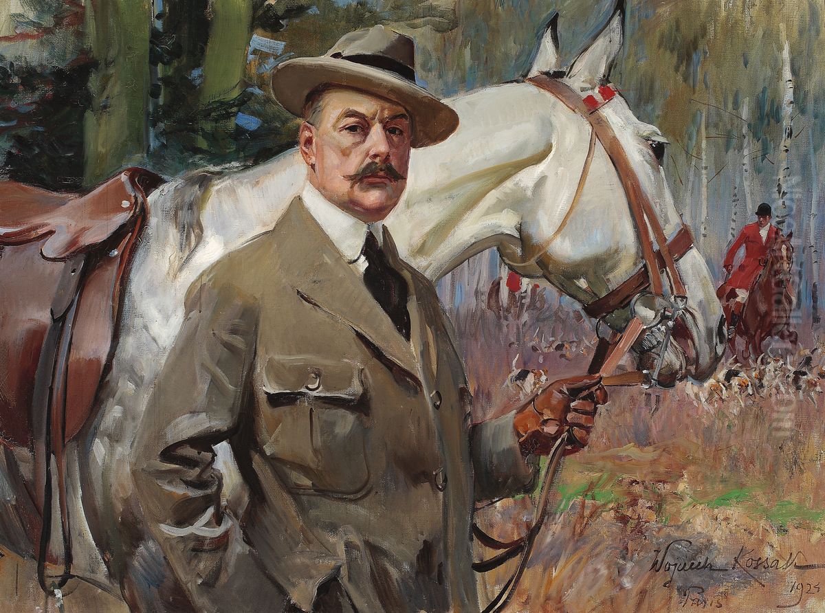 Self-Portrait with a Horse Oil Painting by Wojciech Kossak