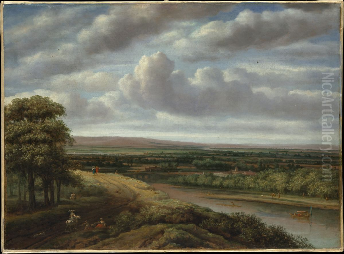 An Extensive Wooded Landscape Oil Painting by Philips Koninck