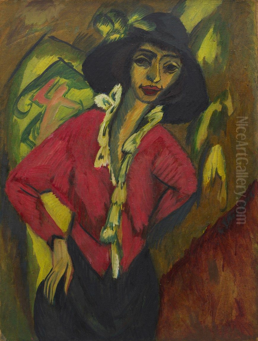 Gerda, Half-Length Portrait Oil Painting by Ernst Ludwig Kirchner