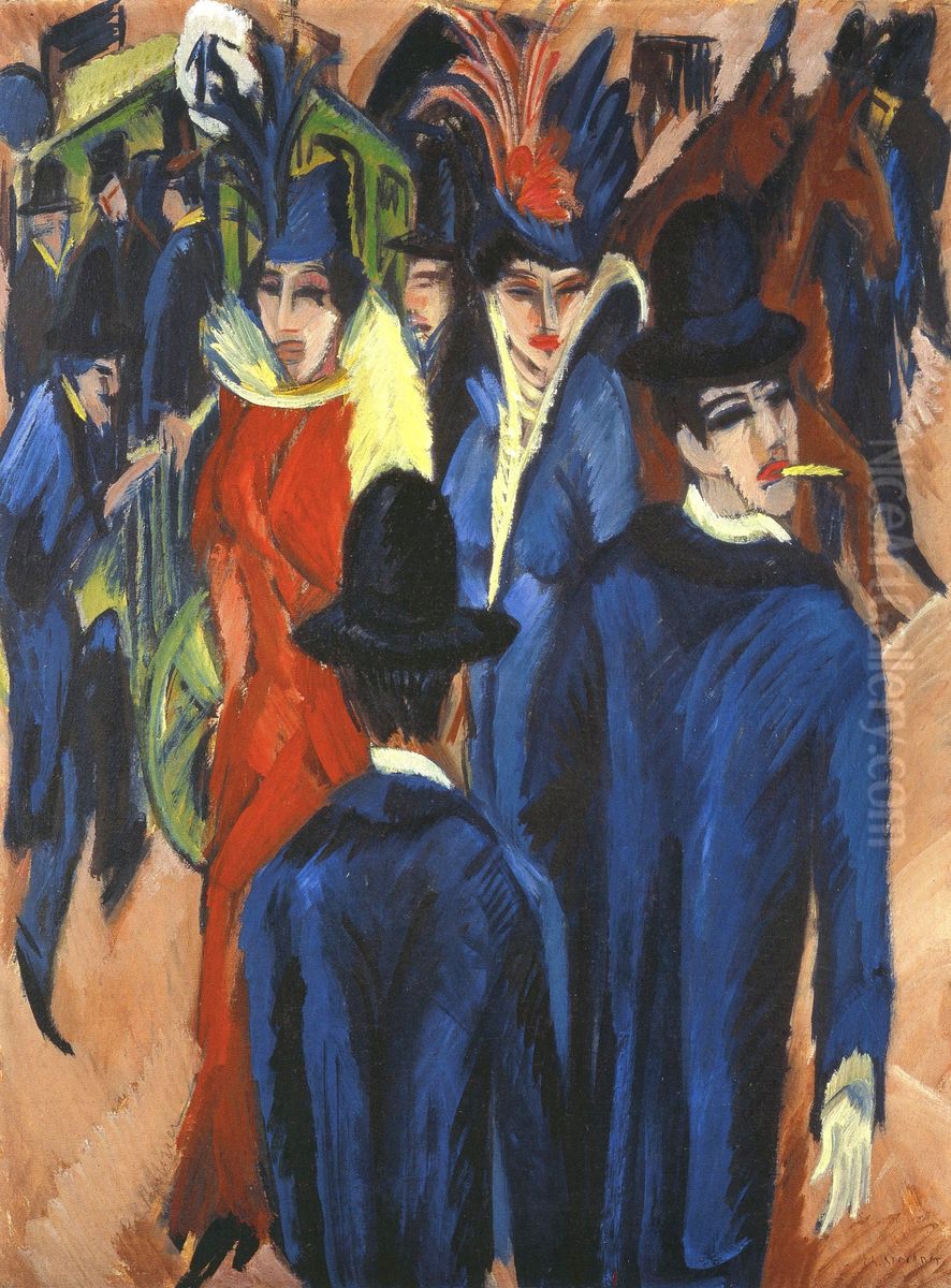 Berlin Street Scene Oil Painting by Ernst Ludwig Kirchner