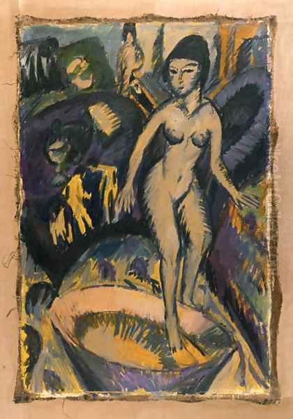 Weiblicher Akt mit Badezuber Oil Painting by Ernst Ludwig Kirchner