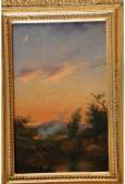  Le Passage Des Canards Au Clair De Lune
 Oil Painting by Antoine Chintreuil