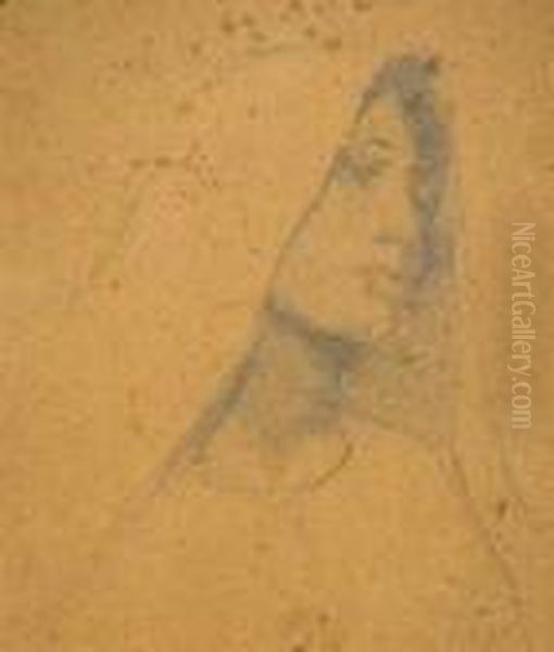 Donna Velata Oil Painting by Cesare Ciani