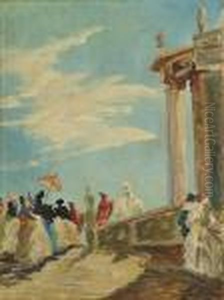 Capriccio Con Figure Oil Painting by Emma Ciardi