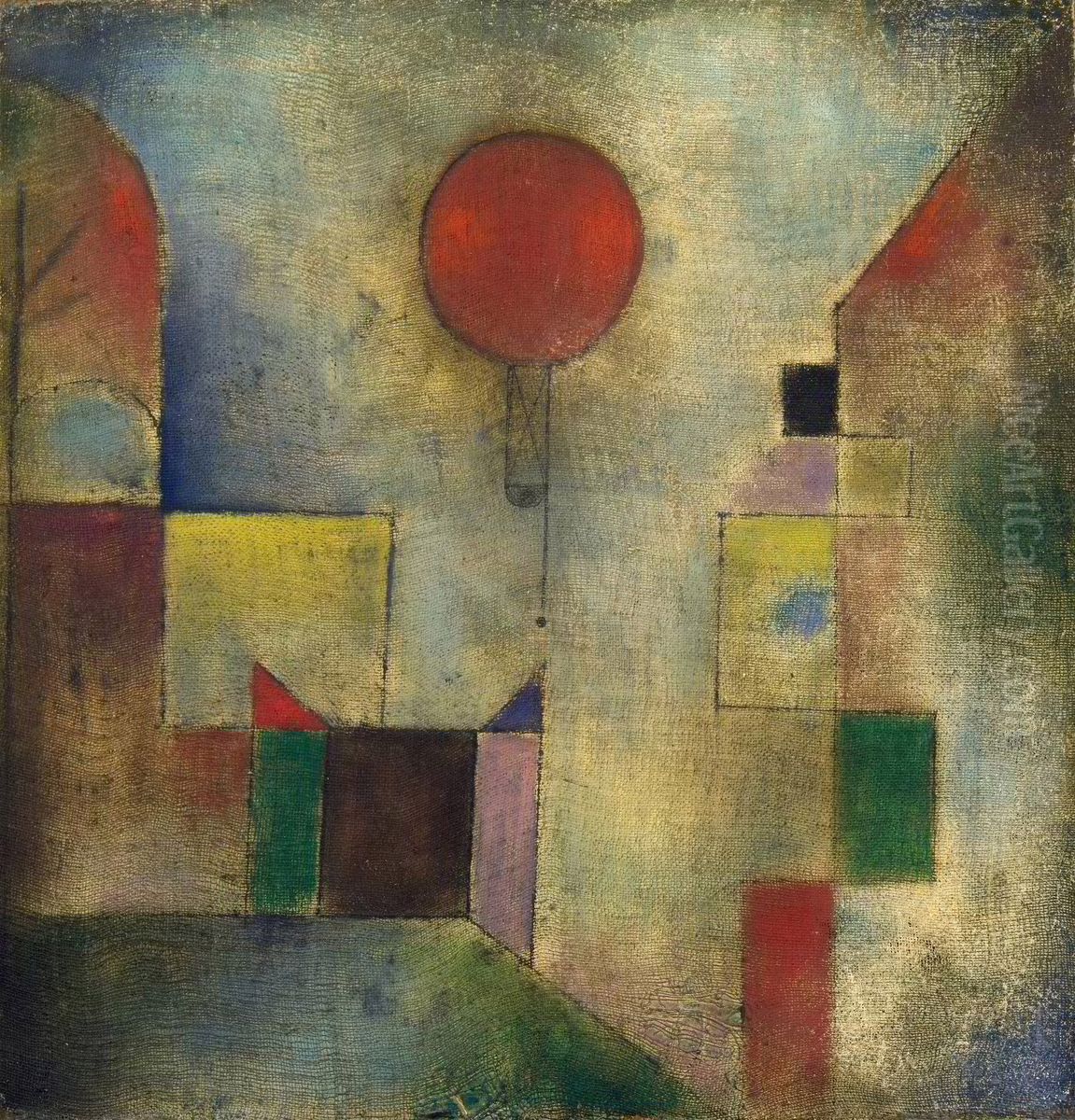 Red Balloon Oil Painting by Paul Klee