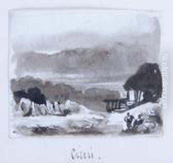 Paysage Anime De Personnages Oil Painting by Eugene Ciceri