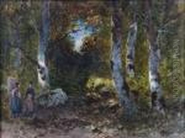 Chemin Dans Un Bois Touffu Oil Painting by Eugene Ciceri