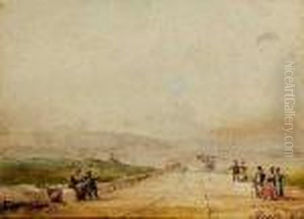 Sudlandische Landschaft
Mit Spaziergangern Oil Painting by Eugene Ciceri