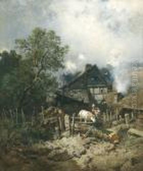  Ferme A L'oree De La Foret  Oil Painting by Eugene Ciceri