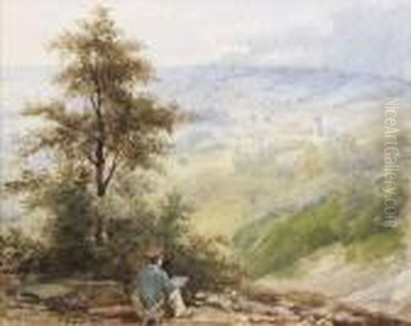  Jeune Peintre Dans Un Paysage De Collines  Oil Painting by Eugene Ciceri