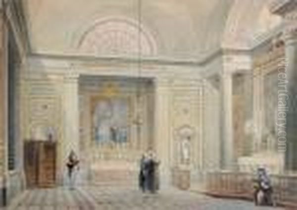  Interieur D'une Eglise  Oil Painting by Eugene Ciceri