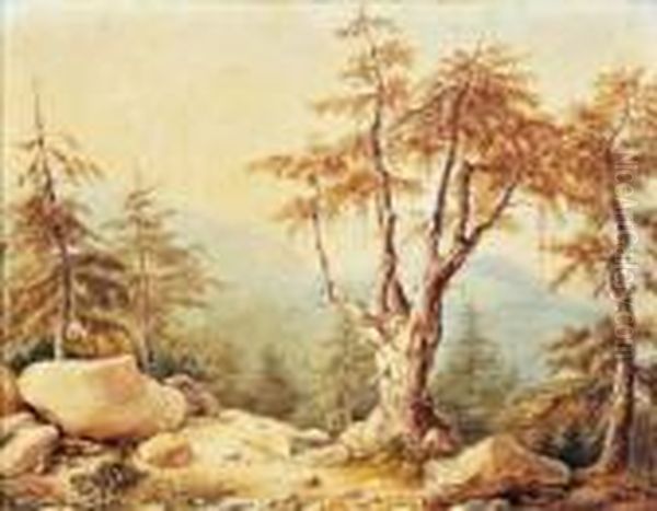 Paysage De Montagne Oil Painting by Eugene Ciceri