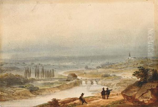 Quatre Vues D'italie, Dont Un Paysage Panoramique Oil Painting by Eugene Ciceri