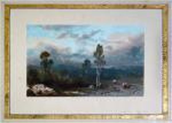 Groupe De Personnages Dans Un Paysage Oil Painting by Eugene Ciceri