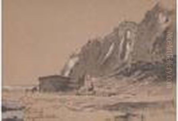 Vue Des Falaises De Dieppe Oil Painting by Eugene Ciceri