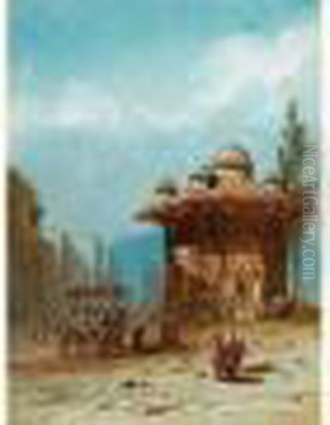 Vue D'un Kiosque En Turquie Oil Painting by Eugene Ciceri