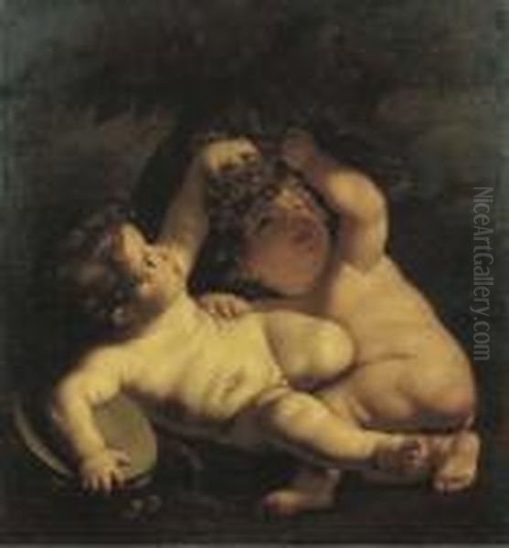 Giochi Di Putti Con Uve E Tamburello Oil Painting by Carlo Cignani