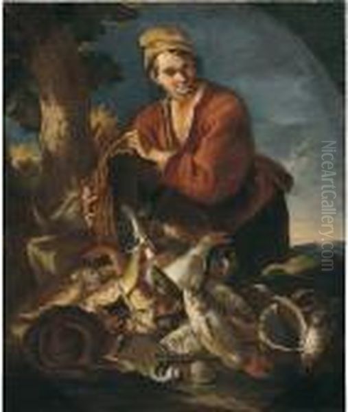Il Pescivendolo
 Olio Su Tela, Cm. 126x105 Oil Painting by Giacomo Francesco Cipper
