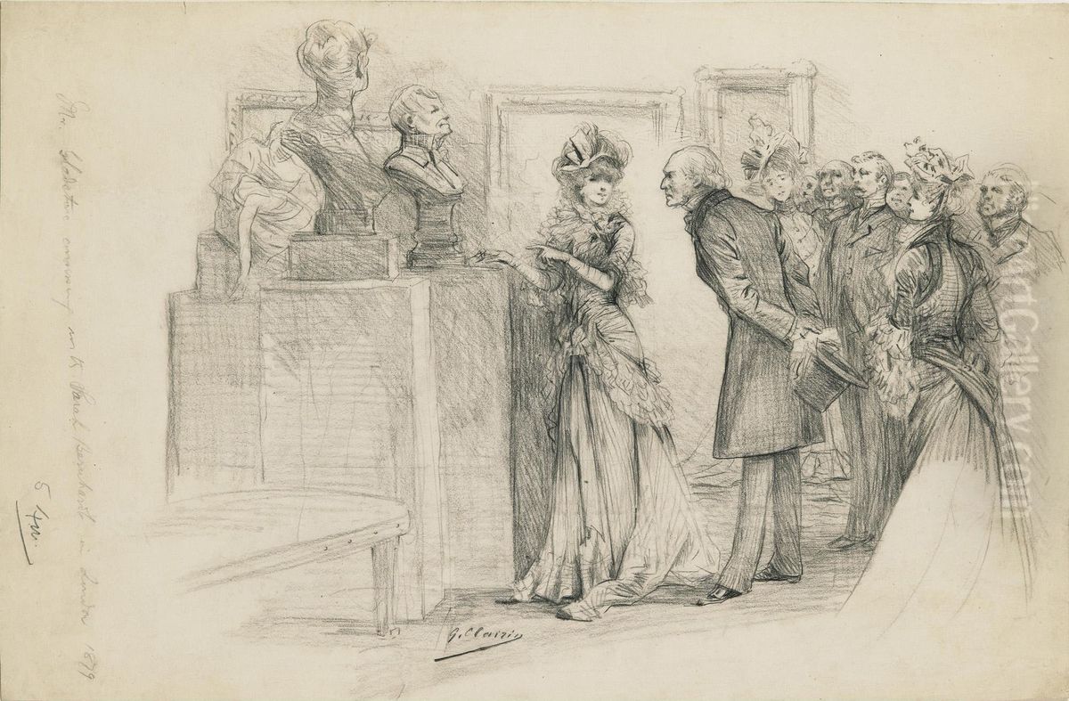 Mr Gladstone Visitant 
L'exposition Des Sculptures De Sarah Alondres En 1879 Et Discutant Avec 
Elle Oil Painting by Georges Jules Victor Clairin