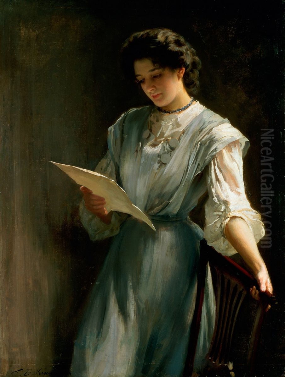 Reading the Letter Oil Painting by Thomas Benjamin Kennington