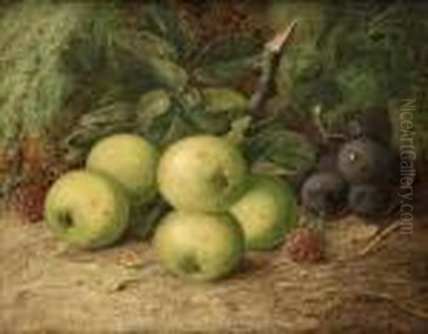 Still Life With Apples, 
Grapes Andraspberries Oil Painting by Vincent Clare