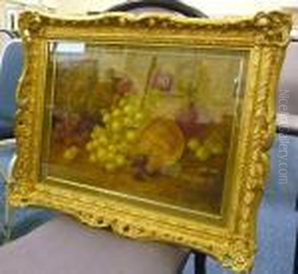 Still Life Study Of
Grapes In And Around A Basket Oil Painting by Vincent Clare