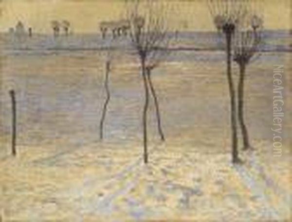 Winterlandschaft Amniederrhein Oil Painting by Maximilian Clarenbach