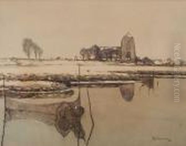 Landschaft Am Niederrhein Oil Painting by Maximilian Clarenbach