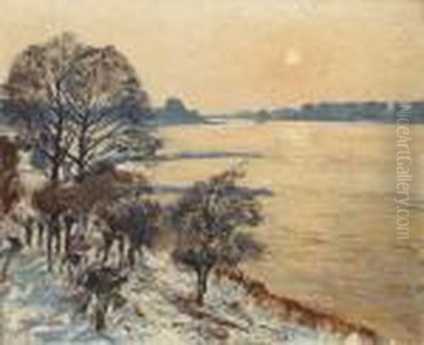 Sonniger Wintertag Am Rhein Oil Painting by Maximilian Clarenbach
