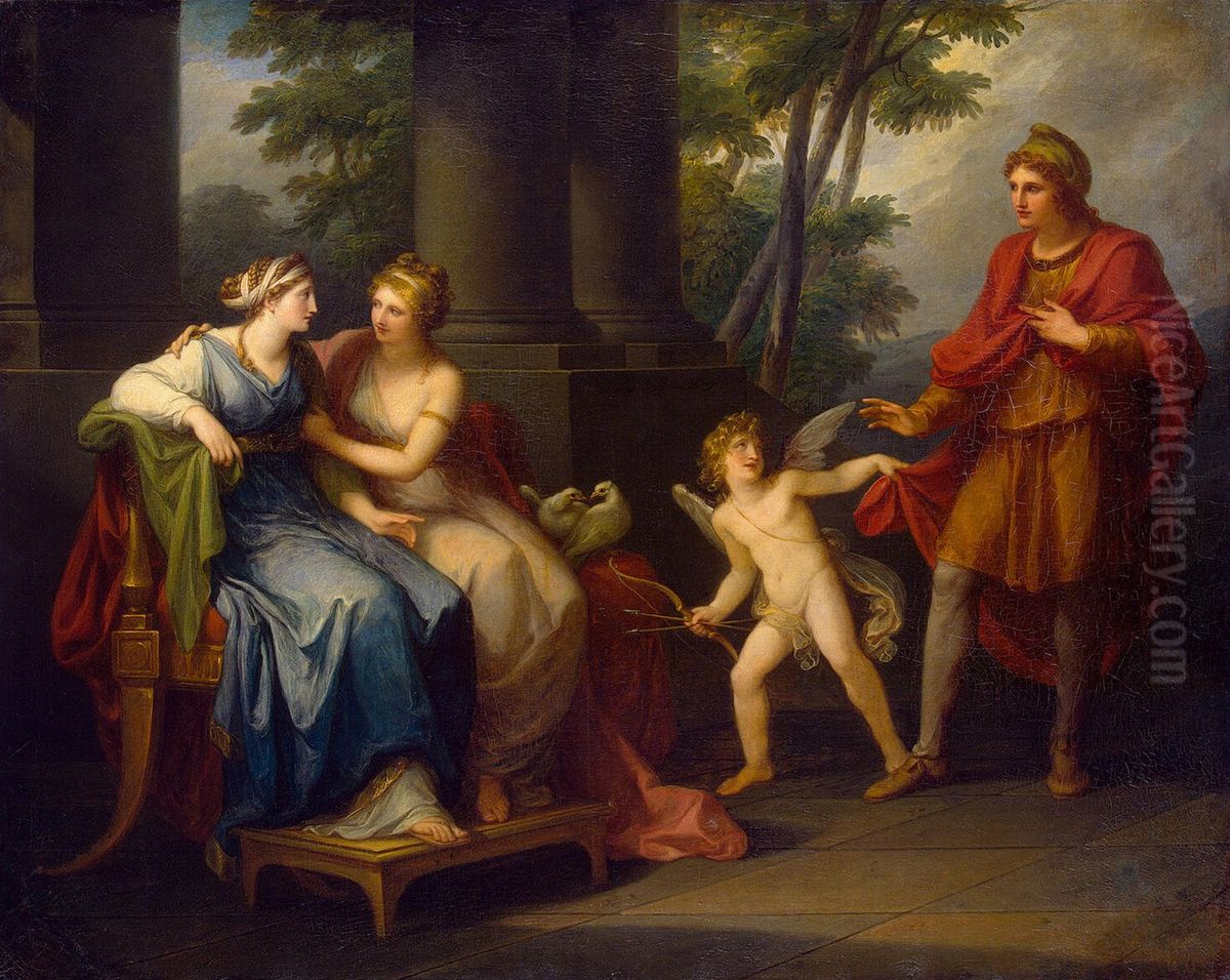 Venus Induces Helen to Fall in Love with Paris Oil Painting by Angelica Kauffmann