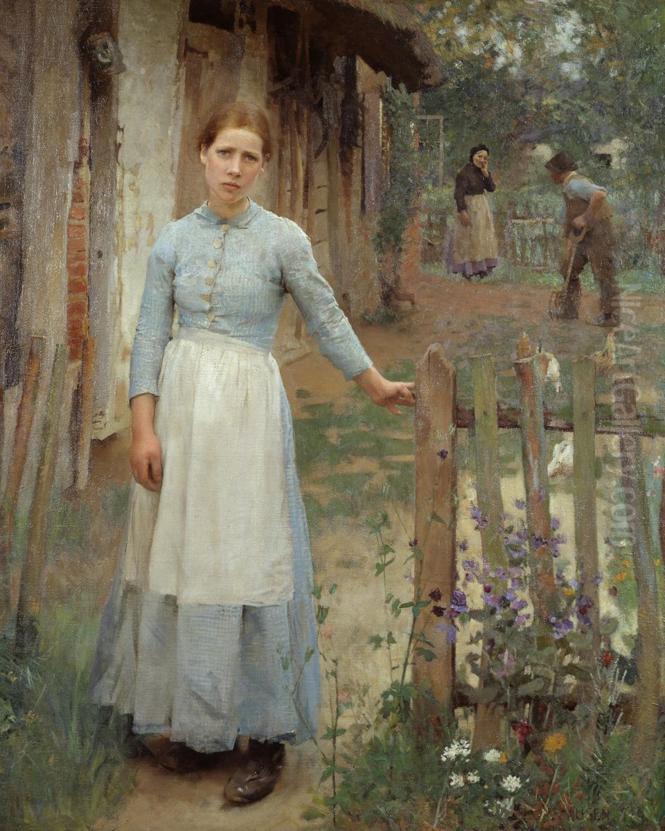 The Girl At The Gate Oil Painting by George Clausen