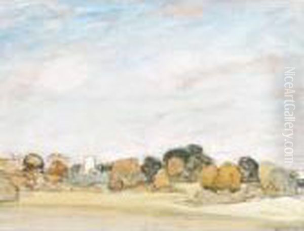 Blythburgh Church And Rooftop Of John Seymour Lucas' House Oil Painting by George Clausen
