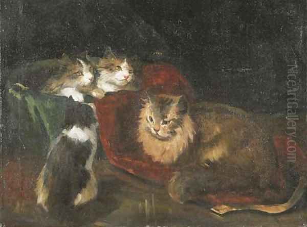 Kittens Oil Painting by Joseph A. Kleitsch