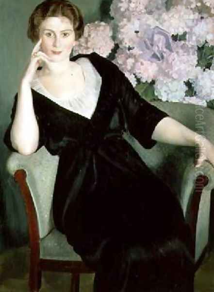 Portrait of Rene Ivanovna Notgaft Oil Painting by Boris Kustodiev