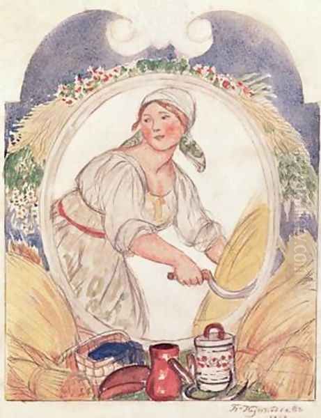 The Reaper study for the decoration of the Ruzheinaya Rifle Square in Petrograd Oil Painting by Boris Kustodiev