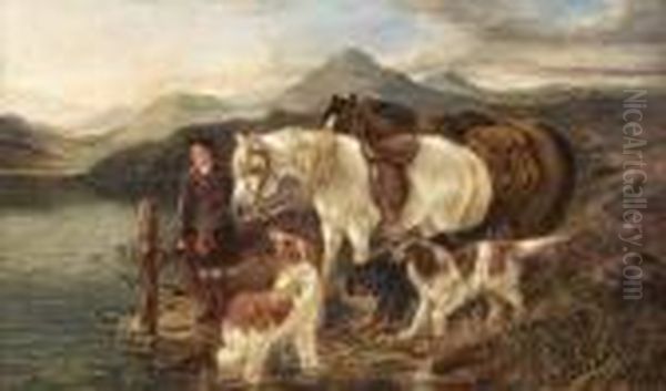 Waiting For The Ferry Oil Painting by Robert Cleminson