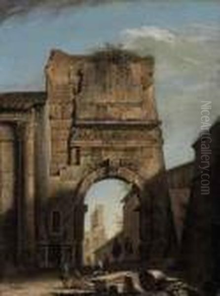 The Arch Of Titus, Rome Oil Painting by Viviano Codazzi