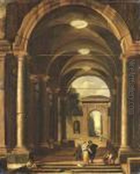 A Portico Leading To A Garden Oil Painting by Viviano Codazzi