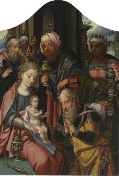 The Adoration Of The Magi Oil Painting by Pieter Coecke Van Aelst