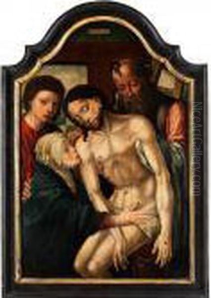 Tafelbild Mit Darstellung Derkreuzabnahme Christi Aus Prominenter Sammlung Oil Painting by Pieter Coecke Van Aelst