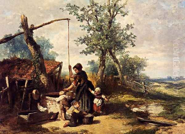At The Well Oil Painting by Johan Mari Ten Kate