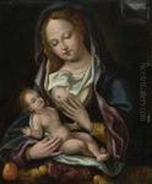 Maria Mit Dem Kind. Oil Painting by Pieter Coecke Van Aelst