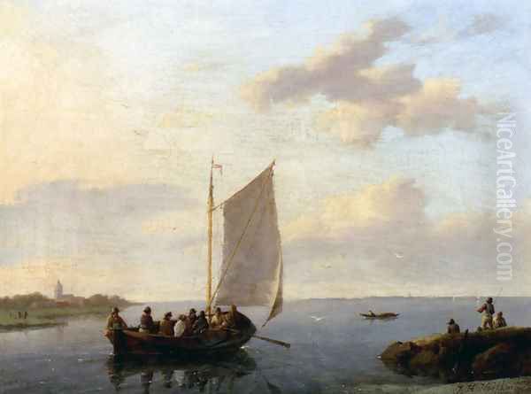 Off The Shore Oil Painting by Hermanus Jr. Koekkoek